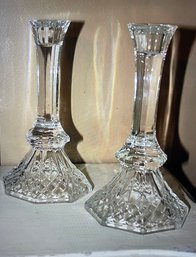 Glass Crystal? Candle Stick Pair
