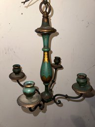 Antique 4 Arm Wood Chandelier