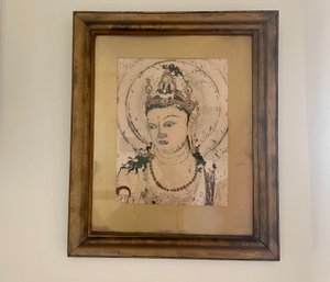 Vintage Replica Framed Image Of A Kannon/Guanyin Fresco At Horyuji Temple