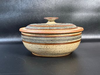 A Striking Studio Pottery Covered Casserole, Signed