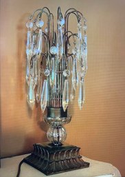 Antique Hollywood Regency Crystal Table Lamp