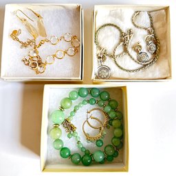 3 Sets Vintage Jewelry With Necklaces & Earrings, 1 With Bracelet