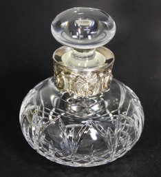 Atlantis Hand Cut Crystal And Silver Cologne Perfume Bottle