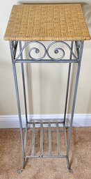 Wicker And Metal Plant Stand