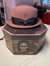Caxton Hats Fifth Ave. NY Made Expressly For Dobby's Mens Store Stratford-7 1/8 Men's Fedora W Original Box