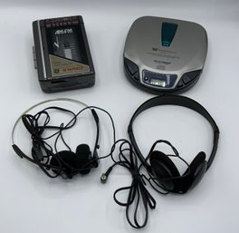 Westinghouse Portable CD Player &  GE Stereo Cassette Player AM/FM Radio ~ Headphones ~ (D)