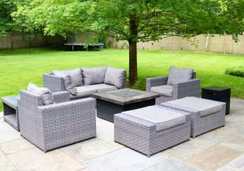 Set Of Grey Rattan Cube  Outdoor Furniture