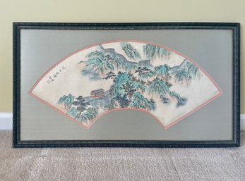 Custom Framed Great Wall Of China Wall Hanging Matted In Handheld Fan Shape