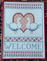 Framed Needlework 'welcome' Ducks