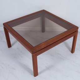 Danish Modern Teak & Smoke Glass Side Table