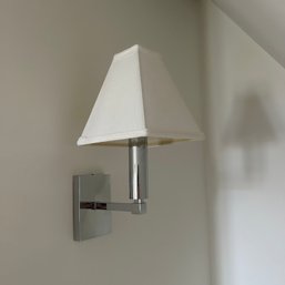 A Polished Chrome Sconce With White Shade - Gym