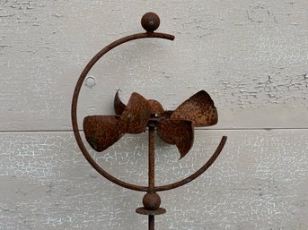 Garden Decor: A Fantastic Metal Propeller In A Half-Circle On A Spike