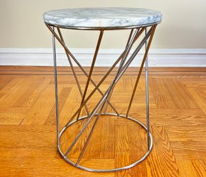 A Modern Side Table In Chrome And Marble By West Elm