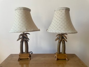 Pair Of Small Palm Tree Form Table Lamps