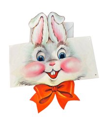 1950s Bunny Face Unused Get Well Card - With Envelope