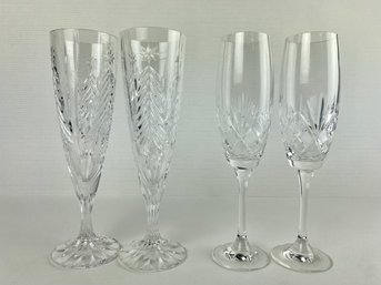 Vintage Cut Glass Champagne Flutes (4)