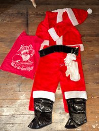 Vintage Rubies Santa Costume Complete ~ Toy Bag, Boots, Belt, Glasses, Gloves Etc.. ~ Medium