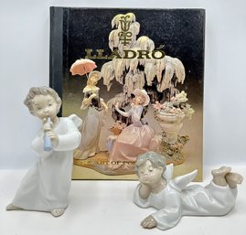 2 Vintage Angel Porcelain Figurines, Spain & 1981 Lladro Book