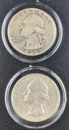 Lot Of 2 Washington Silver Quarters 1950, 1950-D