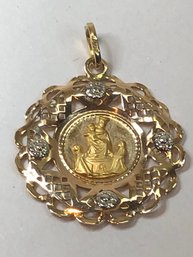 Stunning Vintage 18K Gold Religious Pendant - 1-1/2' - 2.6 Dwt / 4.0 Grams - Lovely Details  - Nice !