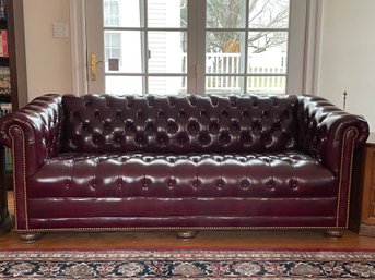 Hancock & Moore Fully Tufted Oxblood  Chesterfield Leather Sofa With Bun Feet. ( #3)