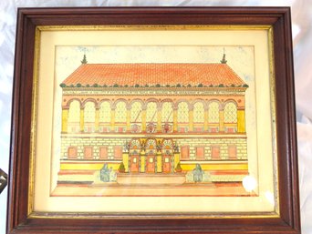 Framed Boston Public Library Lithograph E. O. Mosca 1976