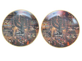 Pair Judaic Heritage Mural Plates 'L'Chayim To Israel' By Alton Tobey. Limited Edition - 813 & 815/1978