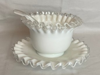 Fenton Condiment Bowl And Saucer