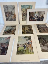Set Of 9 Vintage Prints Depicting Colonial Period History  -  New England Mutual Life Insurance