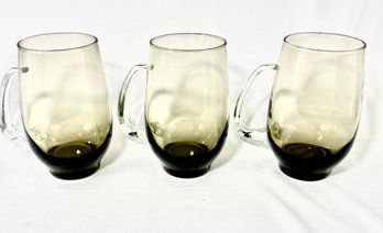 Vintage Trio Of Libbey Tempo Smoke Brown Mugs