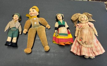 Four Beautiful Vintage Dolls, Regional Dress Hand Painted Face Roman Doll Different Dress & Style.  Kat - A4
