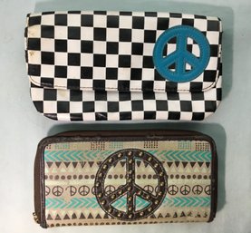 2 Vintage 70s-80s Peace Sign Wallets / Handbag / Clutch,  Change Purse