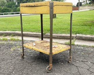 A Vintage Mid Century Enamel And Chrome Cart