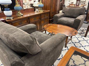 Pair Artemis Upholstered Brown Velvet Chairs