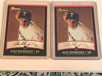 Lot Of 2 Alex Rodriguez 2001 Bowman & Bowman Gold Lot #130