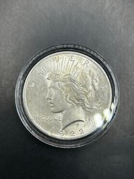 1922 Silver Peace Dollar In Plastic Case