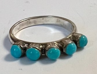 SIGNED SX STERLING SILVER TURQUOISE RING