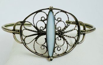 SILVER TONE MOTHER OF PEARL FILIGREE BRACELET