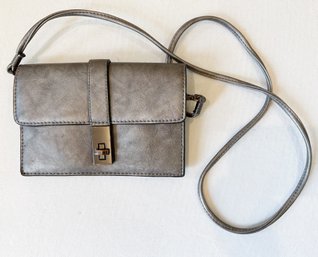 Sondra Roberts Squared Grey Leather Shoulder Bag