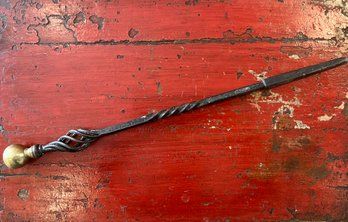 An Antique Brass & Iron Fire Poker