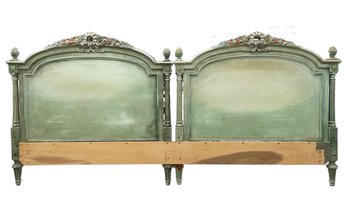 A Vintage 1930's Painted Wood King Headboard