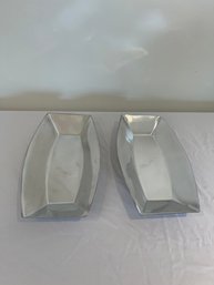 2 Light Weight Silver Colored Serving Dishes