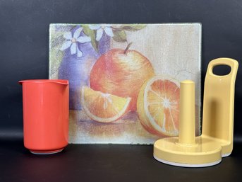 Cheery Kitchen Items: Glass Cutting Board, Paper Towel Holder & More