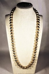 Vintage Silver Beaded Necklace 24' Long