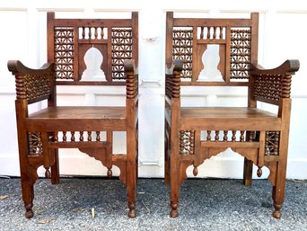 A Pair Of Antique Moroccan Arm Chairs