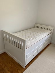 White Captain's Bed With Trundle And 3 Storage Drawers 78x42x36