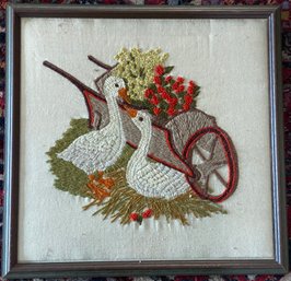 Framed Needlework Of Ducks