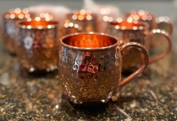 Set Of 8 Copper Moscow Mule Mugs