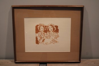 Wood Framed And Matted Pencil Lithograph Signed By Ann Chirnow Numbered 9/11