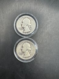 2 Washington Silver Quarters 1943, 1943-D